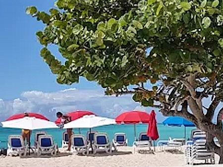 beach umbrellas in ANtigua